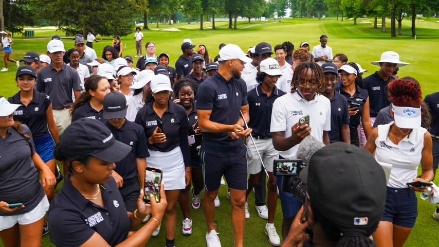 Stephen Curry with participants of the UNDERRATED Golf event at Firestone Country Club in Akron, Ohio. (Courtesy UNDERRATED)