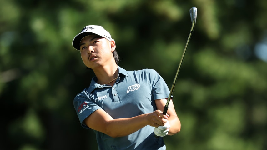 INZAI, JAPAN - OCTOBER 22: Min Woo Lee of Australia hits his tee shot on the 5th hole during the final round of ZOZO Championship at Accordia Golf Narashino Country Club on October 22, 2023 in Inzai, Chiba, Japan. (Photo by Lintao Zhang/Getty Images)