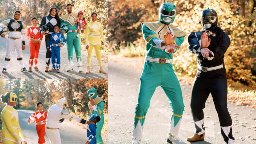 Tony Finau's family dressed as the Power Rangers. (Layna Finau/Instagram)