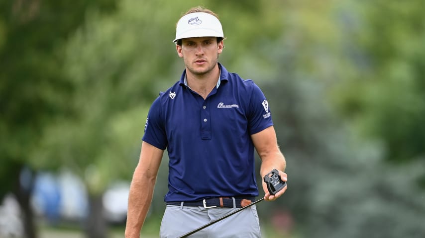 BOISE, IDAHO - AUGUST 26: James Nicholas in action on the tenth hole during the third round of the Albertsons Boise Open presented by Chevron at Hillcrest Country Club on August 26, 2023 in Boise, Idaho. (Photo by Alex Goodlett/Getty Images)