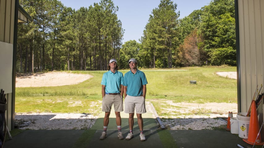 CHAPIN, SC - MAY 24:  George Bryan IV and Wesley Bryan pose for a portrait at George Bryan Golf Academy on May 24, 2016 in Chapin, South Carolina. (Photo by Keyur Khamar/PGA TOUR)