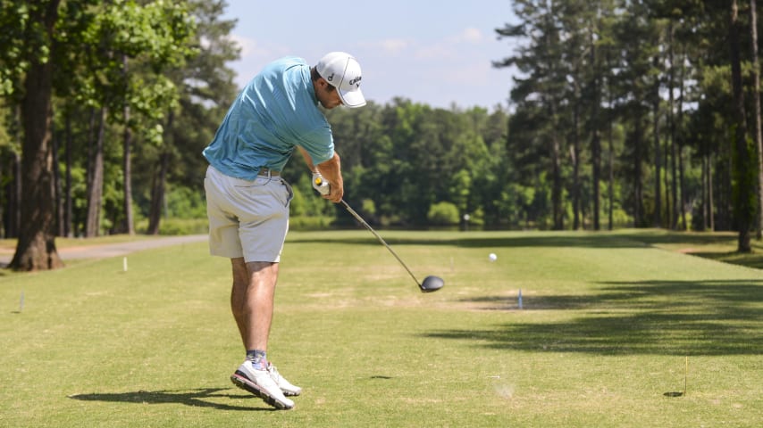 PROSPERITY, SC - MAY 24:  Wesley Bryan hits a tee shot while playing at Mid Carolina Club on May 24, 2016 in Prosperity, South Carolina. (Photo by Keyur Khamar/PGA TOUR)