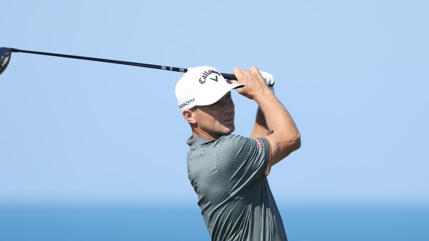 SOUTHAMPTON, BERMUDA - NOVEMBER 09: Alex Noren of Sweden hits a tee shot on the ninth hole during the first round of the Butterfield Bermuda Championship at Port Royal Golf Course on November 09, 2023 in Southampton, Bermuda. (Photo by Gregory Shamus/Getty Images)