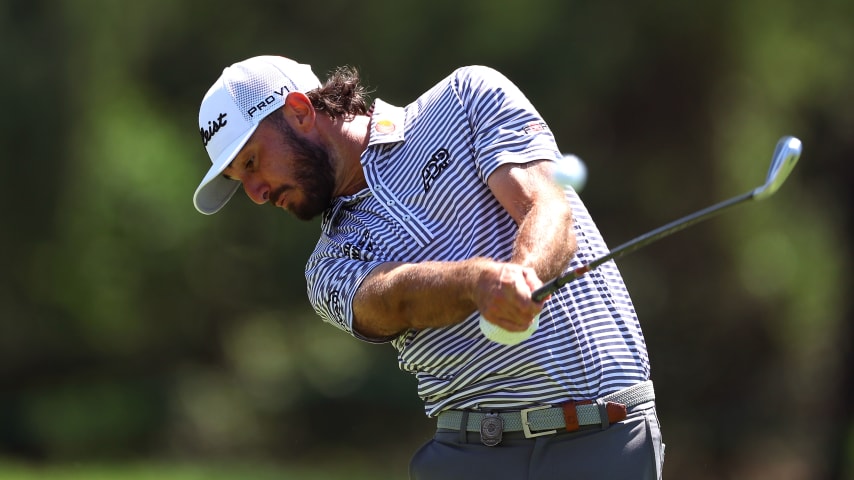 SUN CITY, SOUTH AFRICA - NOVEMBER 10: Max Homa of the United States plays his second shot on the 10th hole during Day Two of the Nedbank Golf Challenge at Gary Player CC on November 10, 2023 in Sun City, South Africa. (Photo by Richard Heathcote/Getty Images)