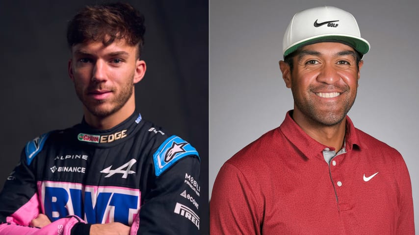 Pierre Gasly, left (Netflix); Tony Finau, right (PGA TOUR)