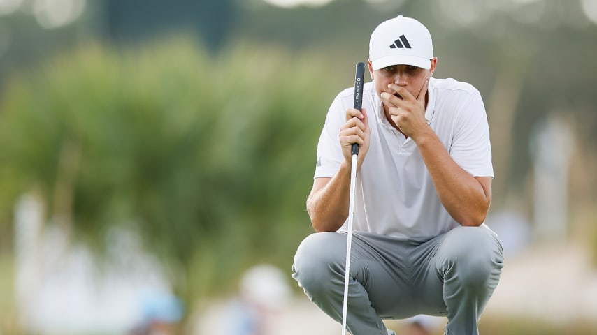 Ludvig Åberg keeps pace with a 61, leads by one over Eric Cole at The RSM Classic