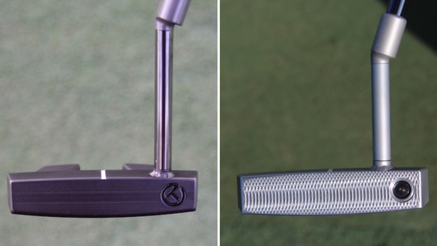 A comparison between Cameron Young's Scotty Cameron T-5 Tour-Only putter from the 2022 FedEx St. Jude Championship (left) and the new T-5 prototype at The Sentry in 2024 (right). (Courtesy Golf WRX)