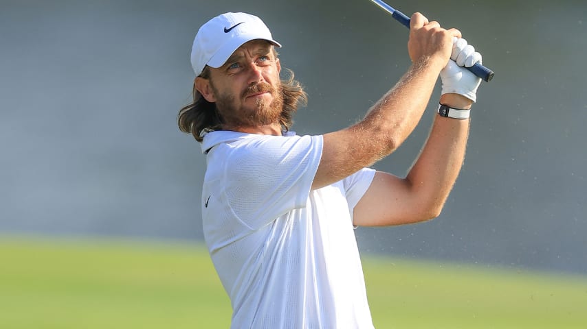 Tommy Fleetwood shot 63 to take the lead over Rory McIlroy at the Dubai Invitational. (David Cannon/Getty Images)