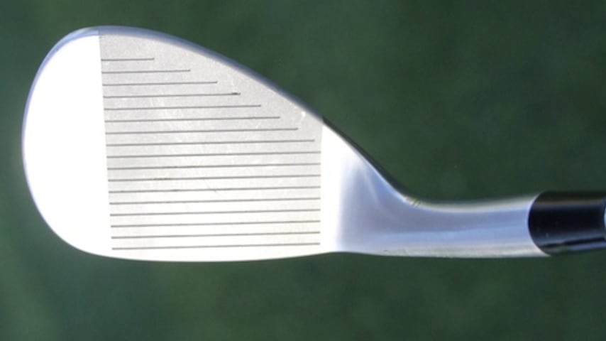 Rickie Fowler’s new 60-degree "RF" wedge at address. (Courtesy GolfWRX)