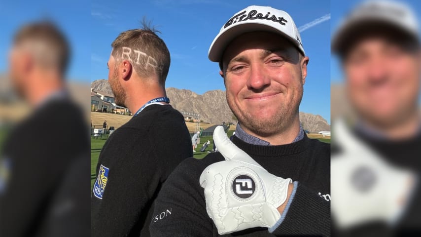 Sam Burns (left) and Justin Thomas (right) ahead of The American Express. (Justin Thomas/Instagram)