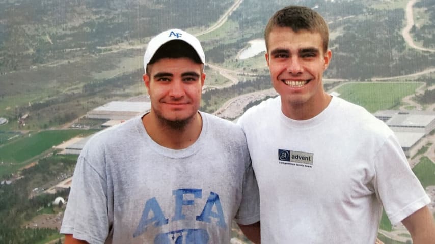 Tom Whitney (L) and Bob Whitney (R) overlooking the United States Air Force Academy. (Photo courtesy of Whitney family)