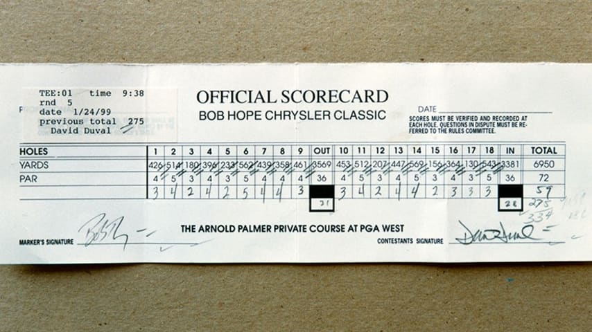 David Duval's official scorecard for his final-round 59. (PGA TOUR)