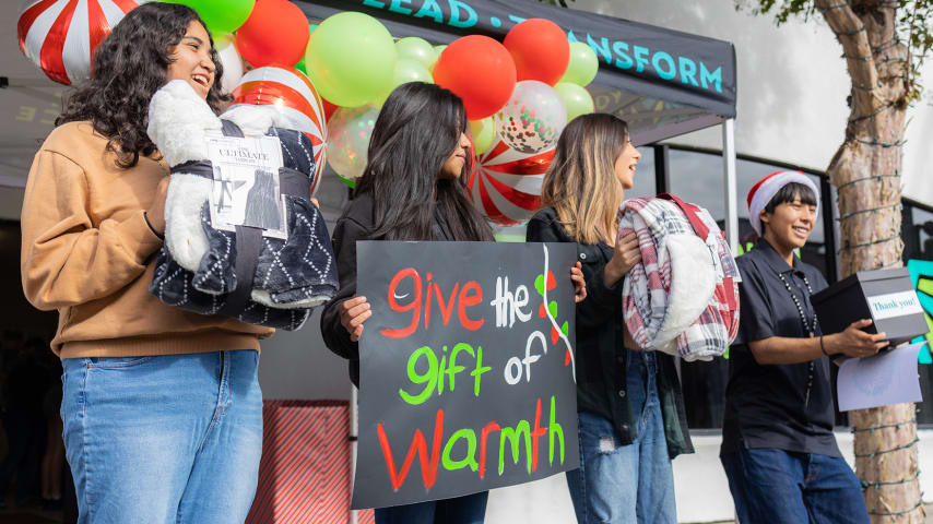 Youth volunteers at a mobile drop-off blanket drive. (Courtesy Youth Alliance)