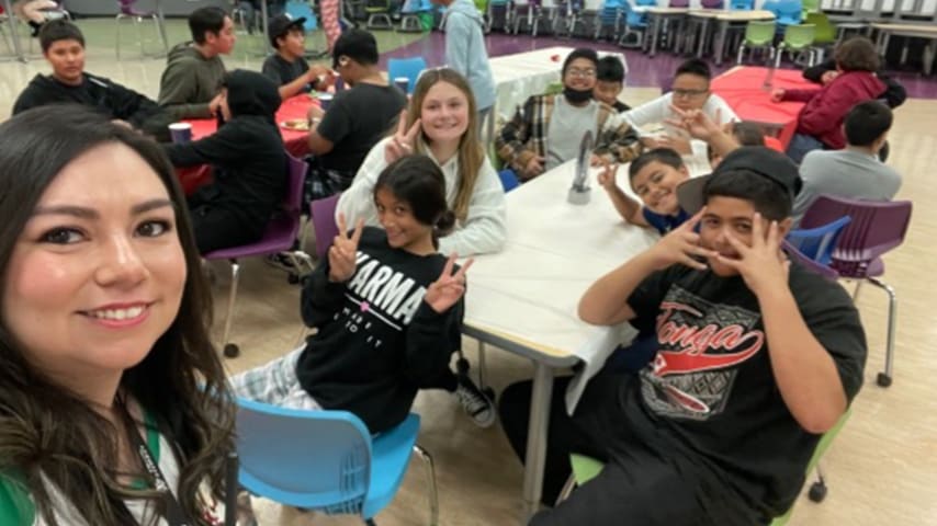 Stephanie Perez (left) works with some kids from Youth Alliance. (Courtesy Stephanie Perez)