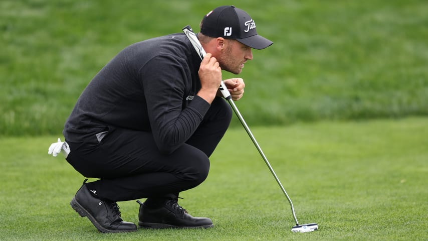 Wyndham Clark pictured with the new Odyssey Ai-One Jailbird Cruiser. (Ezra Shaw/Getty Images)