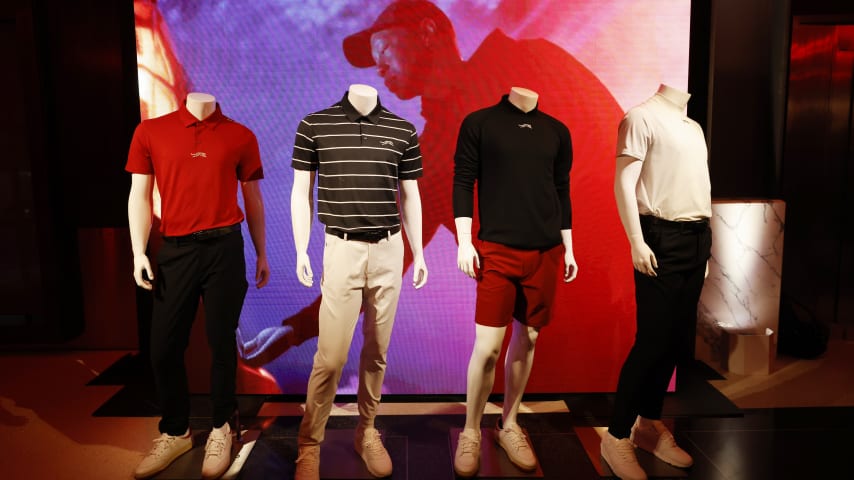 A look at the “Sun Day Red” clothing line launched by Tiger Woods. (Kevork Djansezian/Getty Images)