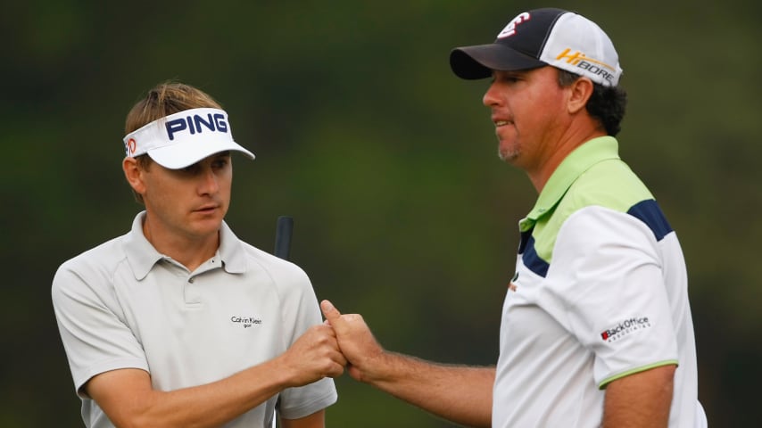 Heath Slocum (left) and Boo Weekley in 2007 at the Omega Mission Hills World Cup at the Mission Hills Golf Resort. (Stuart Franklin/Getty Images)