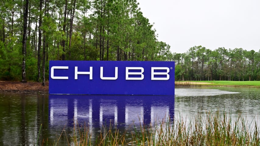 NAPLES, FLORIDA - FEBRUARY 18: A view of rain falling on the course as the third round of the Chubb Classic was cancelled due to weather at Tiburon Golf Club on February 18, 2024 in Naples, Florida. (Photo by Julio Aguilar/Getty Images)