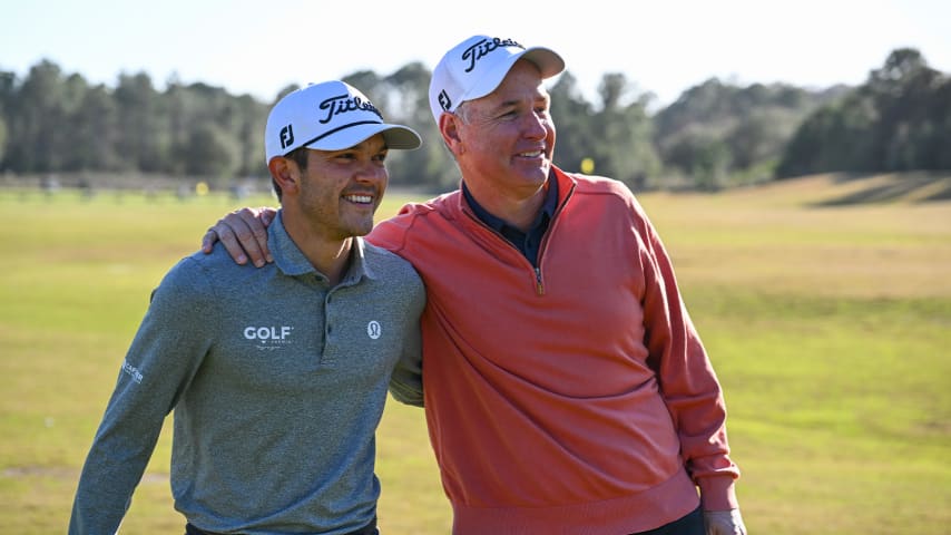 Behind the scenes with Raul Pereda (left) and Jeff Klauk at The Palencia Club in Saint Augustine, Florida. (Jennifer Perez/PGA TOUR)