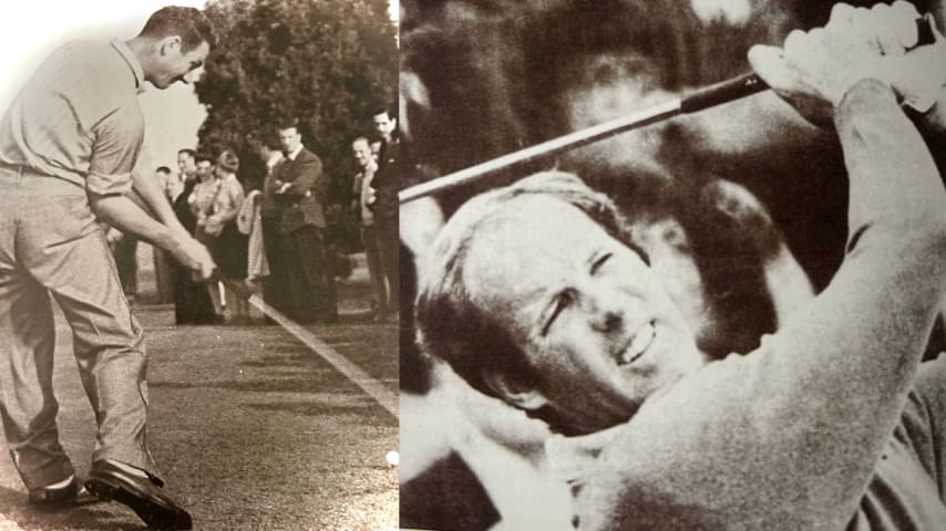Roberto de Vicenzo (left) and Tom Weiskopf during the Argentina Open. (Courtesy Argentine Golf Association)