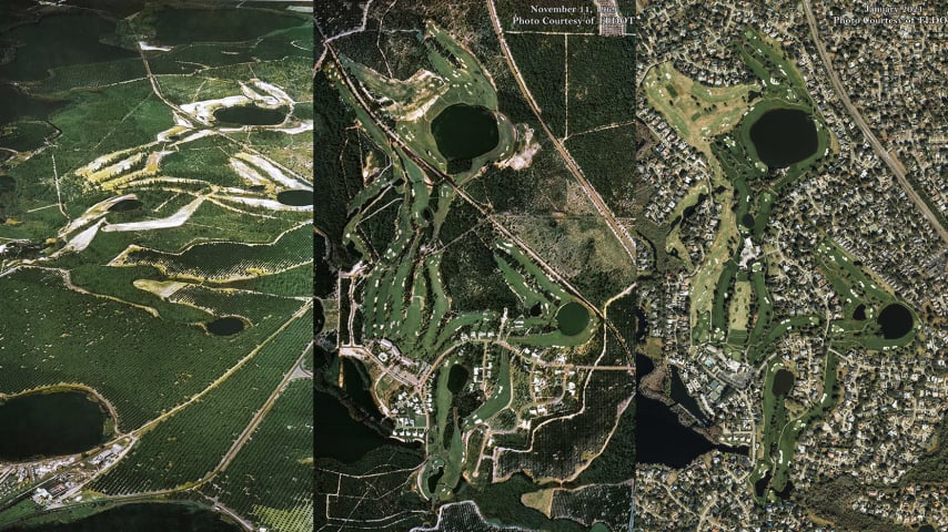 This series of aerial photographs show the growth of Bay Hill over the years. (Courtesy of Bay Hill)