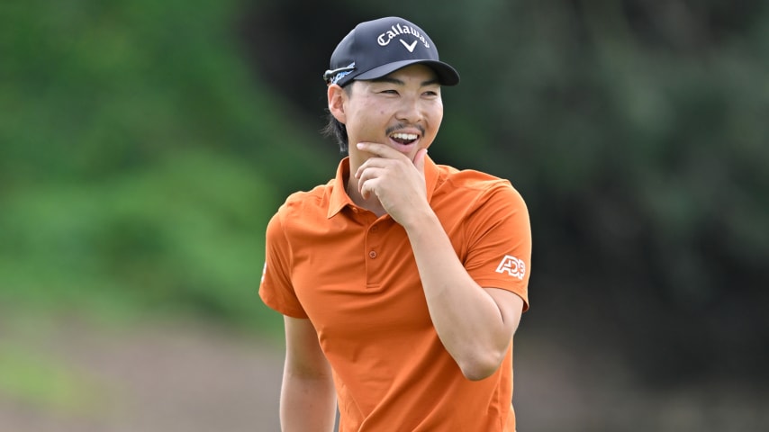 PALM BEACH GARDENS, FLORIDA - MARCH 04: Min Woo Lee of Australia reacts to his putt on the 15th green during the continuation of the final round of Cognizant Classic in The Palm Beaches at PGA National Resort the Champion Course on March 4, 2024 in Palm Beach Gardens, Florida. (Photo by Ben Jared/PGA TOUR via Getty Images)