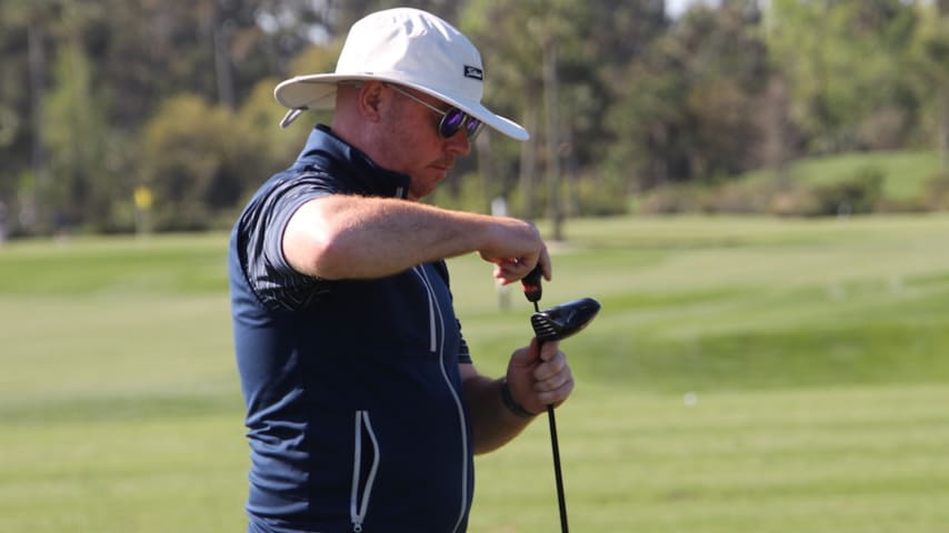 Titleist Tour rep J.J. Van Wezenbeeck testing the new 2-wood ahead of THE PLAYERS Championship. (Courtesy GolfWRX)