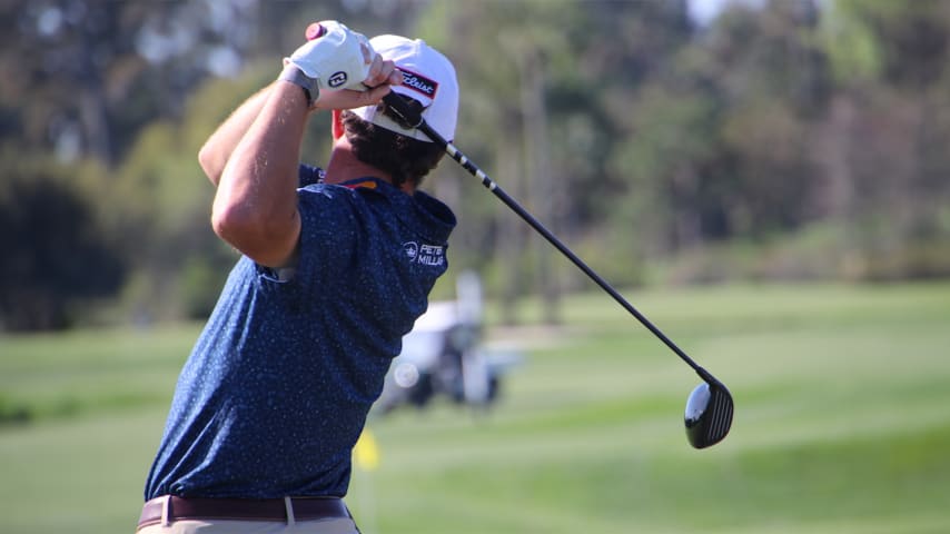 Cameron Young testing the new Titleist prototype 2-wood ahead of THE PLAYERS Championship. (Courtesy GolfWRX)