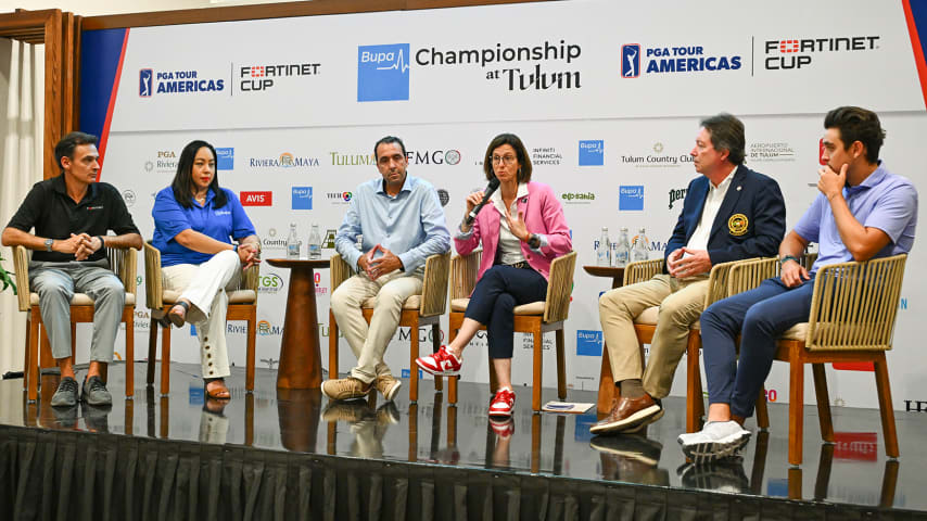  Korn Ferry Tour President Alex Baldwin was joined by local authorities and sponsors to launch the Bupa Championship at Tulum. (Jennifer Perez/PGA TOUR)