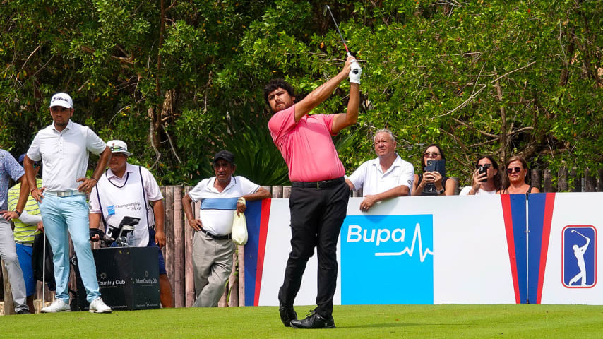 Nelson Ledesma hizo dos birdies y dos bogeys para una tarjeta de 72 que lo hizo líder por uno al concluir la tercera ronda del BUPA Championship at Tulum. (Gregory Villalobos/PGA TOUR)