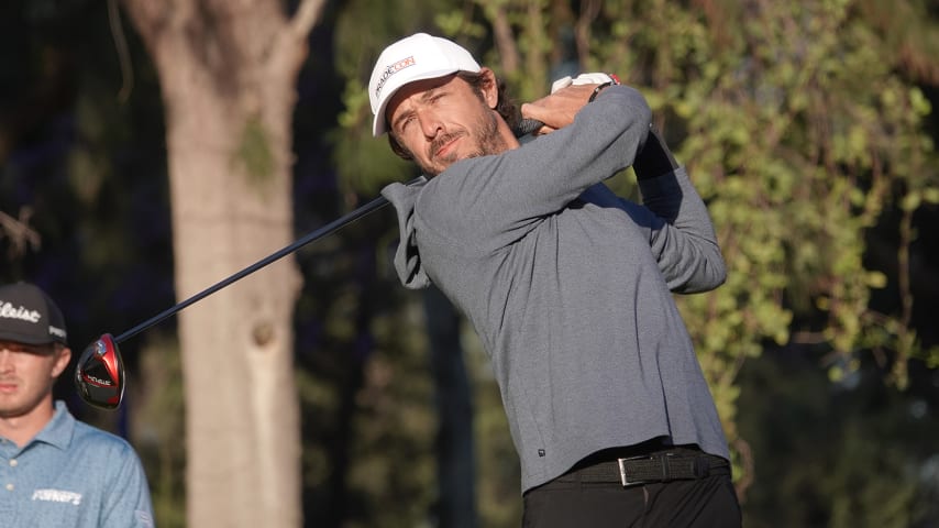 Puma Domínguez en acción el jueves pasado durante la primera ronda del Totalplay Championship at Atlas Country Club. (Gregory Villalobos/PGA TOUR)