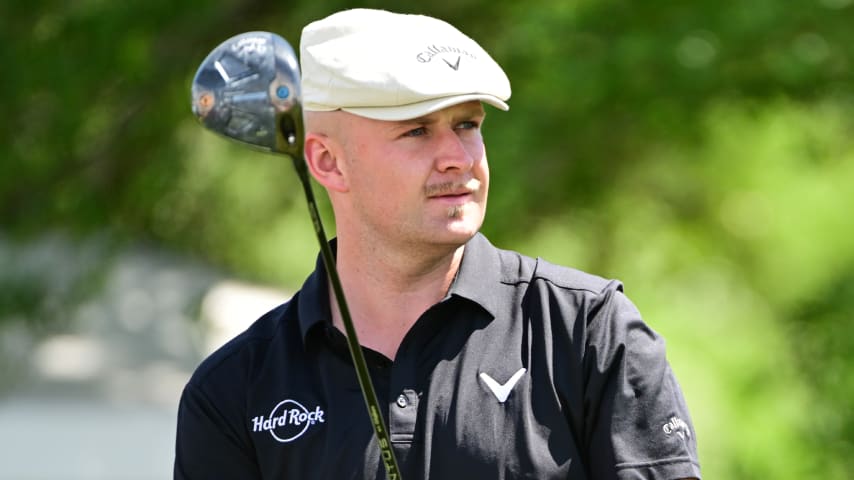 Harry Hall's blonde mustache evokes a dignified yet bespoke influence that compliments his choice of traditional driver's cap. (Credit Logan Riely/Getty Images)