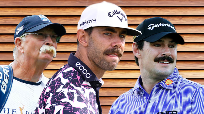 The golfer's mustache is an accessory that transcends generations. 