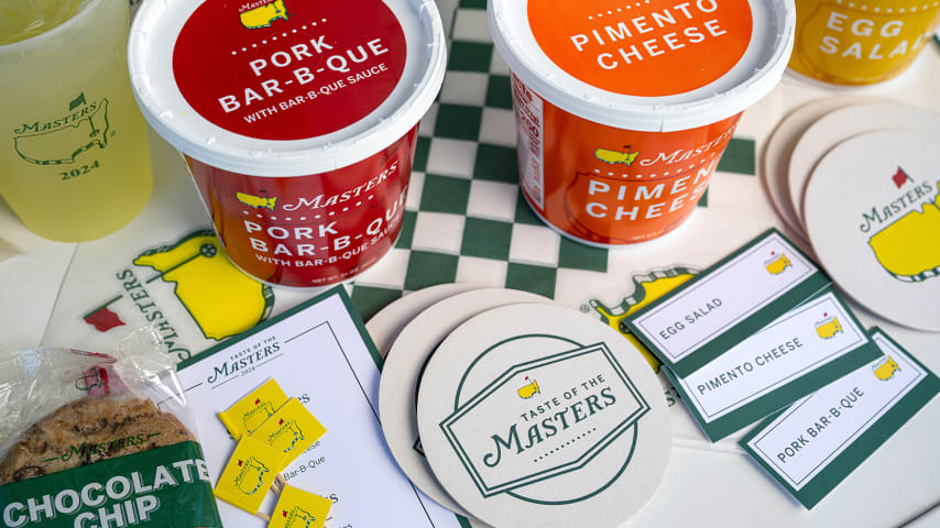 Masters coasters, food placards and flag toothpicks from Taste of the Masters. (Courtesy of the Masters Tournament)