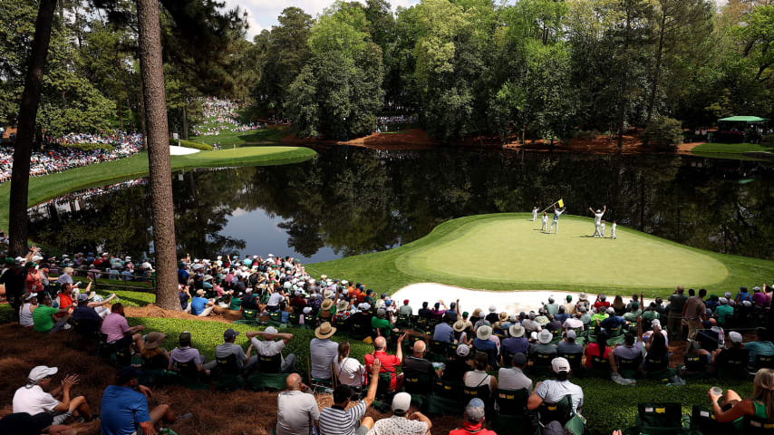 A look at the ninth green during the Masters Par 3 Contest. (Christian Petersen/Getty Images)