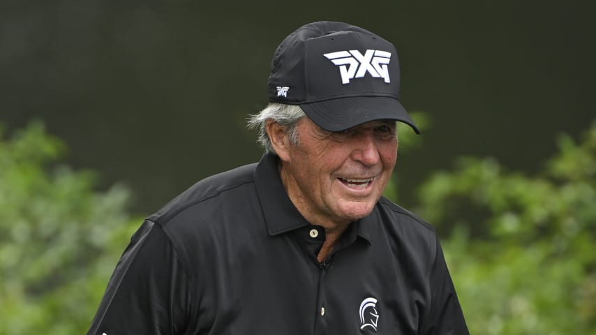 Three-time Masters winner Gary Player, 88, navigates the Par 3 Contest. (Ben Jared/PGA TOUR)