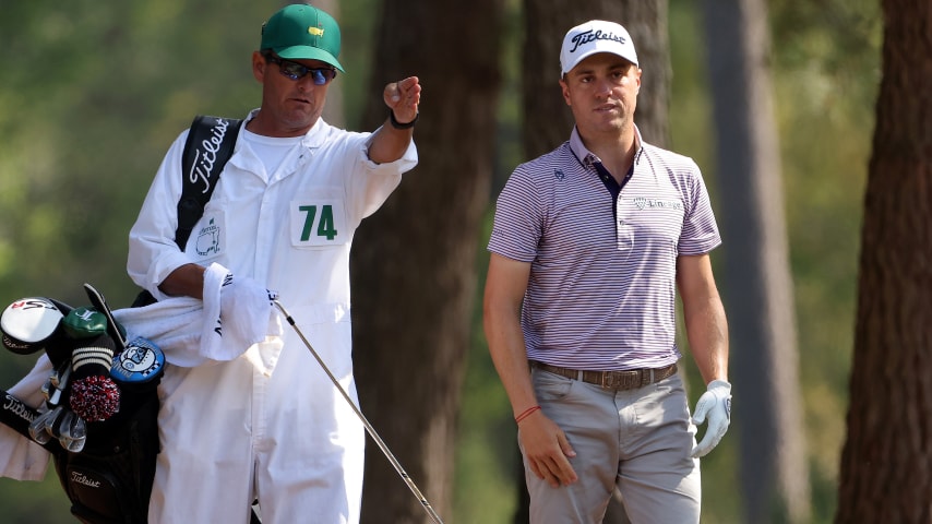 Justin Thomas returns to Augusta with new equipment alongside his new caddie for the week Matt Minister. (Jamie Squire/Getty Images)