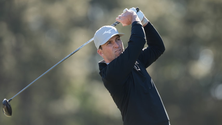 SAVANNAH, GEORGIA - APRIL 04: Steven Fisk of the United States hits a tee shot on the fourth hole during the first round of the Club Car Championship at The Landings Golf & Athletic Club on April 04, 2024 in Savannah, Georgia. (Photo by Andrew Wevers/Getty Images)