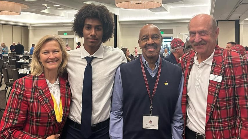 Anthony Bynum pictured with the plaid jacket members after receiving the Heritage Scholarship. (Credit Anthony Bynum)