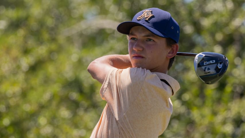 Miles Russell practices for his PGA TOUR-sanctioned debut at the LECOM Suncoast Classic. (Alex Sturgill/PGA TOUR)