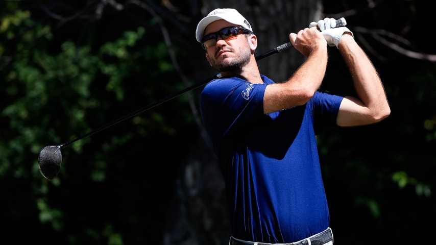 Brandon Crick leads by one after a 9-under 62 at LECOM Suncoast Classic. (Buda Mendes/Getty Images)