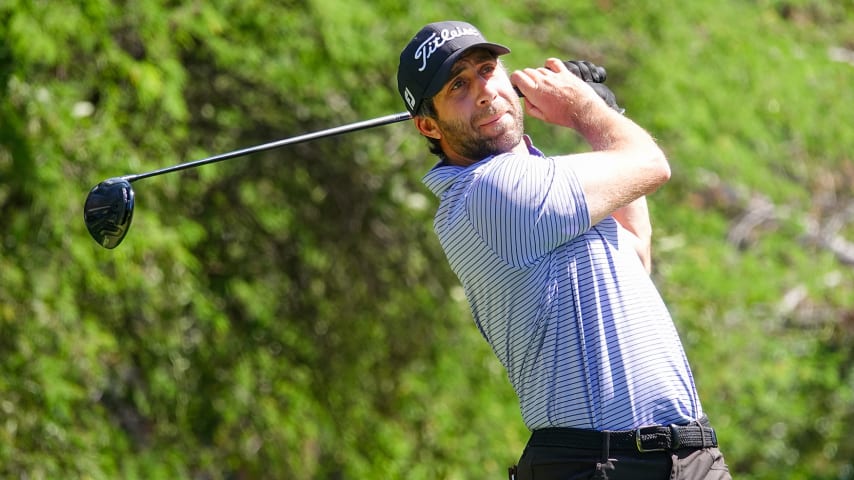 El estadounidense David Pastore jugó 29 hoyos libre de bogeys este viernes y es por ahora líder del 69º ECP Brasil Open en el Campo Olímpico de Golf. (Gregory Villalobos/PGA TOUR)