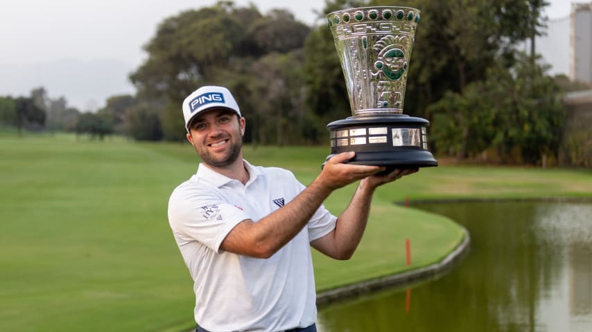 Stuart Macdonald climbs into the No. 3 spot in the Fortinet Cup season-long standings after securing his second career PGA TOUR-sanctioned win at Los Inkas Golf Club. (Credit Paulina Gongora)