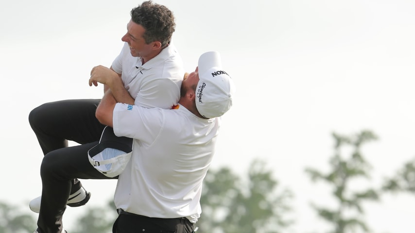 Close friends Rory McIlroy, Shane Lowry walk off with trophy