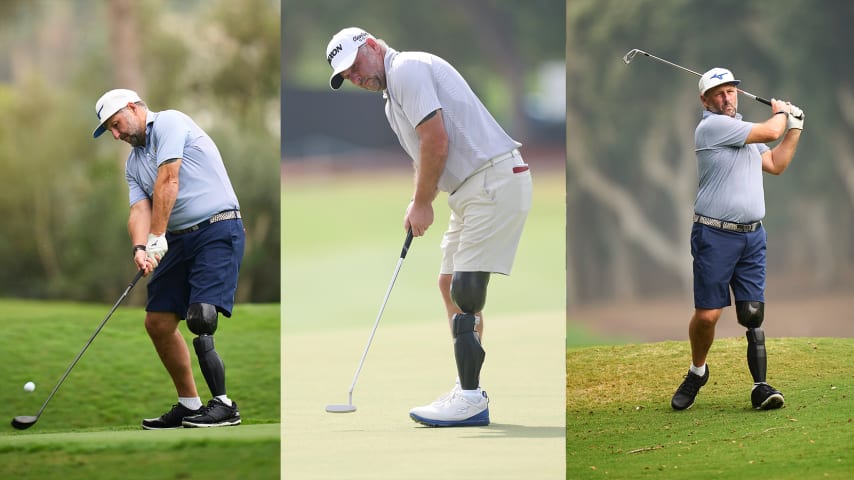 Mike Browne now plays golf with a prosthetic leg. (Getty Images)