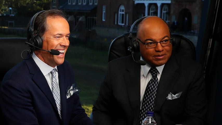 Dan Hicks and Mike Tirico will be part of a four-man booth at next month's U.S. Open at Pinehurst No. 2. (Andrew Redington/Getty Images)