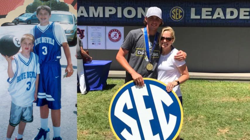 On the left, Trace Crowe with his brother Ty. On the right, Trace Crowe with his sister Gretchen. (Courtesy Crowe family)