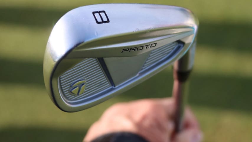 On Monday at the 2024 PGA Championship at Valhalla Golf Club, Block had a full set of TaylorMade “Proto” irons in the bag.  (Courtesy GolfWRX)