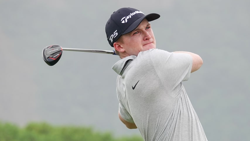 El escocés Sandy Scott hizo un águila y seis birdies para un 64 sin bogeys que lo puso al frente del Inter Rapidísimo Golf Championship en El Rincón de Cajicá. (Gregory Villalobos/PGA TOUR)