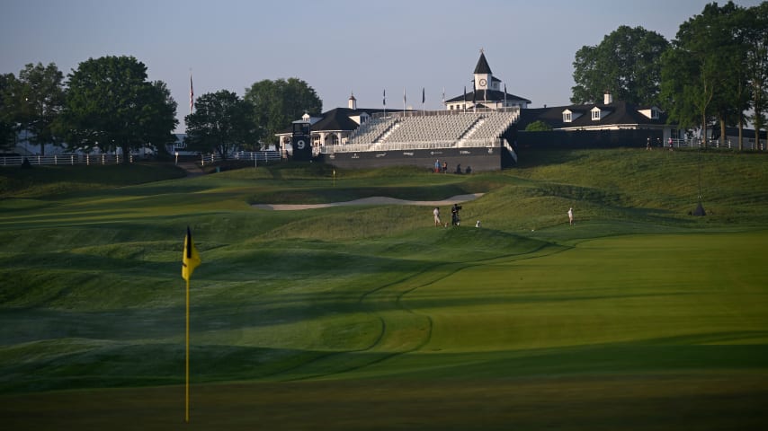 A view from the first green during the first round of the 2024 PGA Championship at Valhalla Golf Club. (Ross Kinnaird/Getty Images)